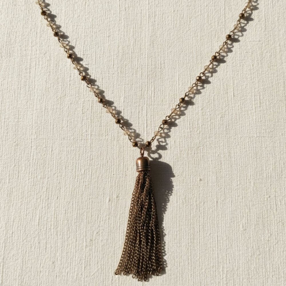 Gold Tassel Necklace with Dainty Design